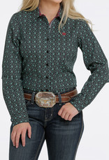 Womens Cinch Long Sleeve Black Green Western Button Shirt