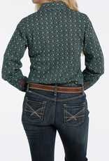 Womens Cinch Long Sleeve Black Green Western Button Shirt