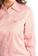 Cinch Womens Cinch Pin Stripe Coral Tencel Western Button Shirt