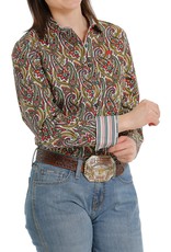 Cinch Cinch Womens Bright Bold Floral Paisley Print Long Sleeve Button Western Shirt