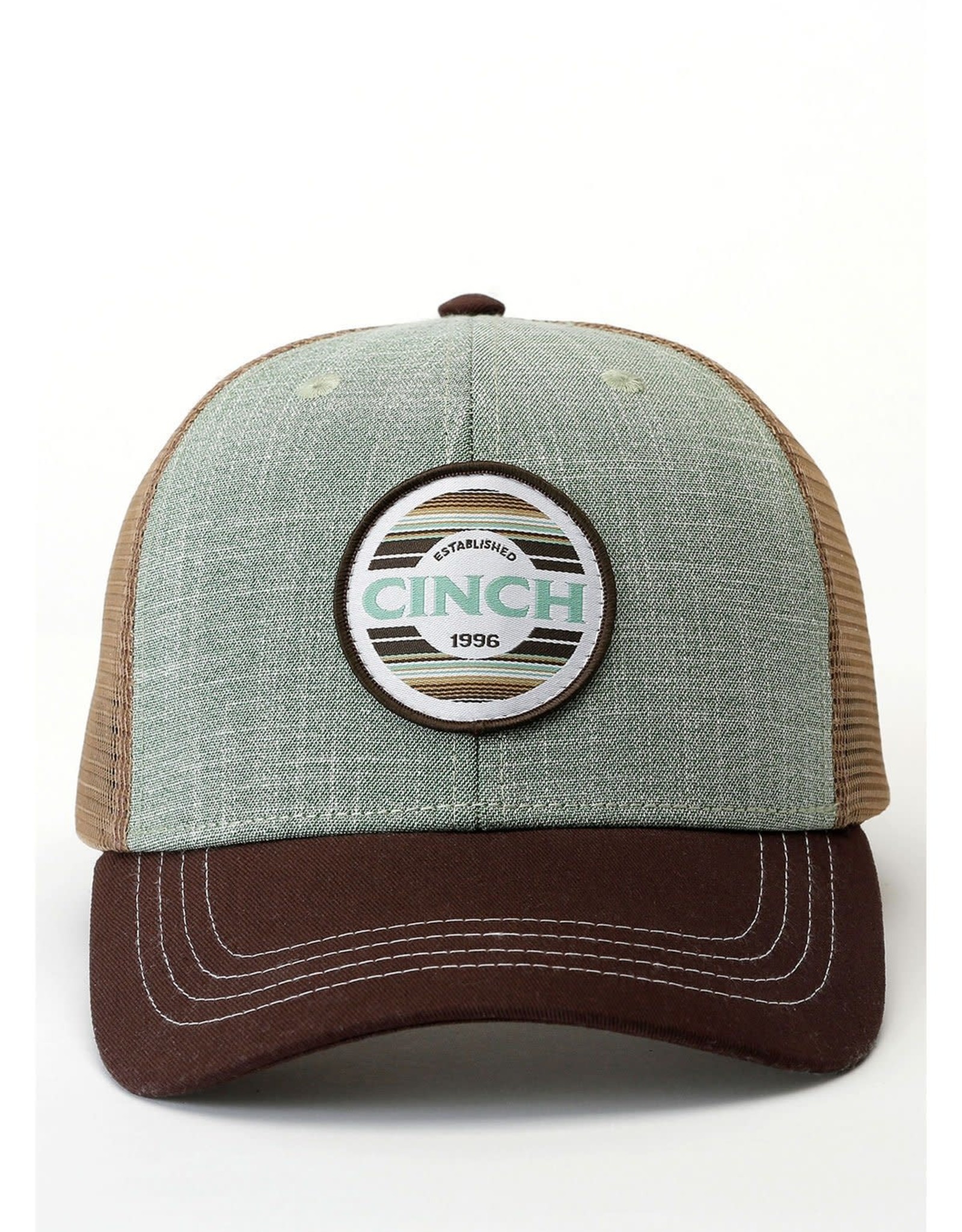 Cinch Cinch Heather Green and Tan Circle Patch Trucker Ball Cap