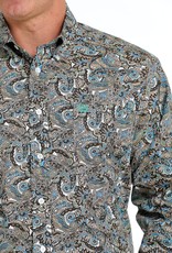 Cinch Mens Cinch Long Sleeve Tan Brown Paisley  Western Button Down Shirt