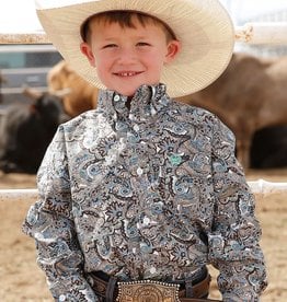 Boys Western Cowboy Snap Shirt ~ TURQ PAISLEY