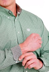 Cinch Mens Cinch Long Sleeve Green Brown Print Western Button Down Shirt