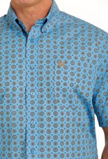 Cinch Mens Cinch Short Sleeve Blue Medallion Print Western Button Shirt