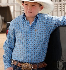 Cinch Boys Cinch Blue Medallion Print  Long Sleeve Button Western Shirt