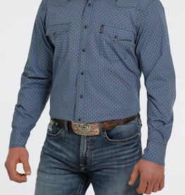 Cinch Mens Cinch Blue Check Print  Modern Fit Western Snap Shirt