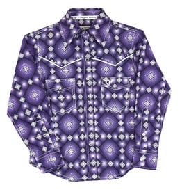 Cowgirl Hardware Girls Purple Diamond Aztec Long Sleeve Western Snap Shirt