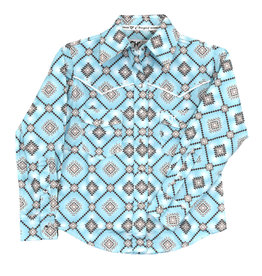 Cowgirl Hardware Toddler Long Sleeve Turquoise Diamond Aztec Western Snap Shirt