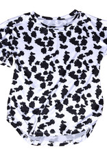 Cowgirl Hardware Girls Black and White Cow Print Short Sleeve Ruffle Shirt