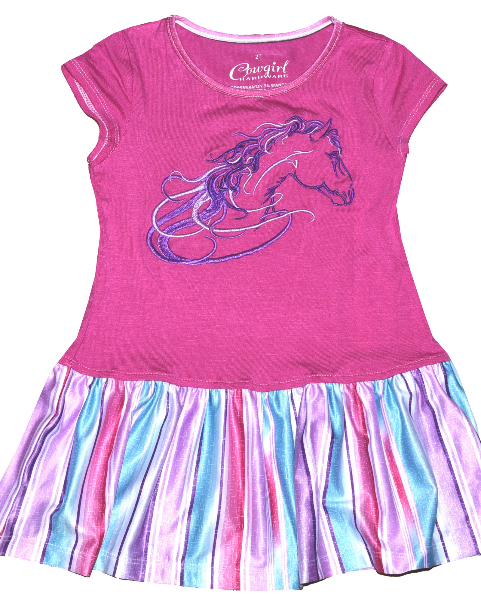 Cowgirl Hardware Infant Toddler Girls Pink Horse Head Serape Dress