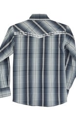 Cowboy Hardware Boys Blue Gradient Plaid Long Sleeve Snap Western Shirt