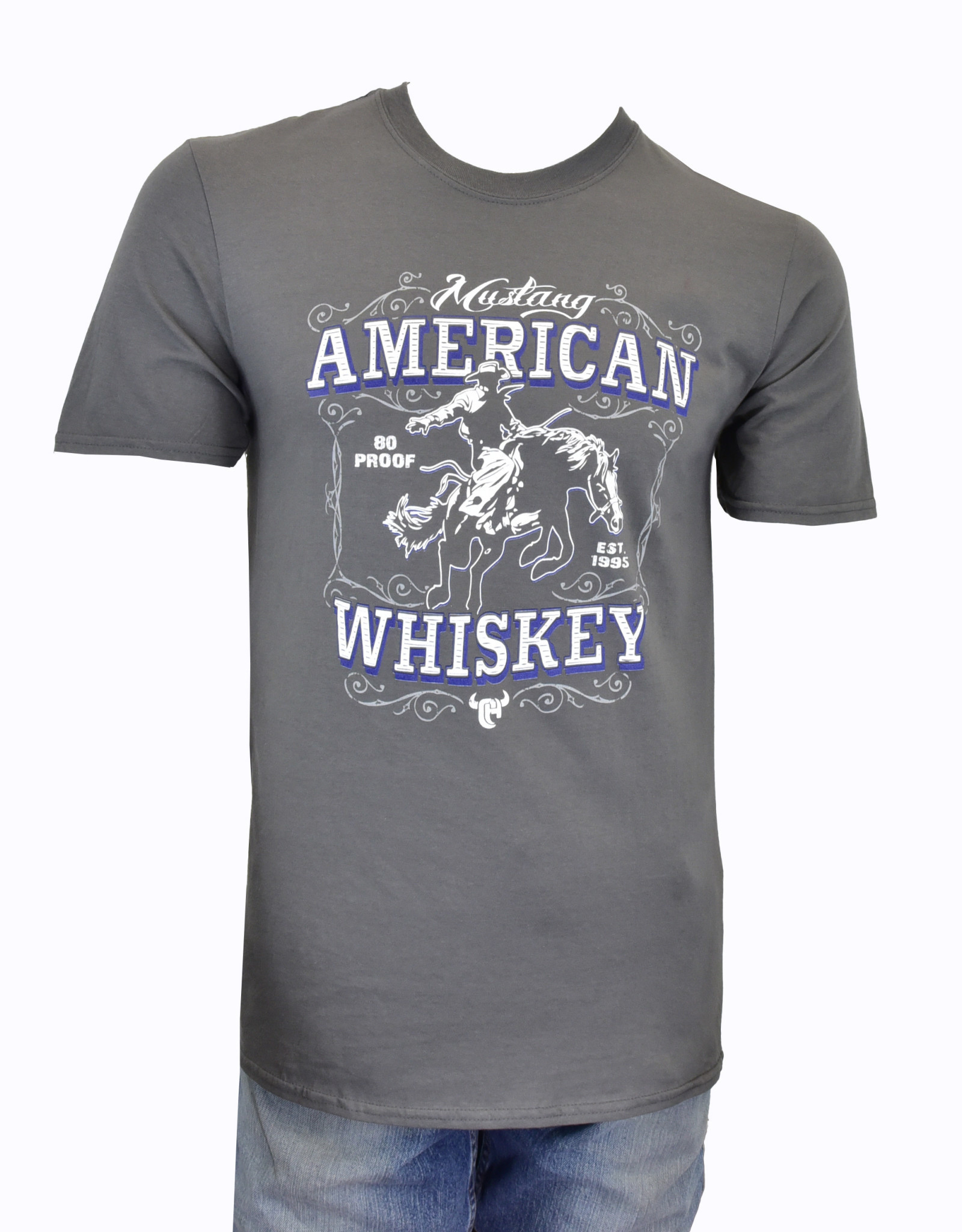 Mens Cowboy Hardware Charcoal Short Sleeve American Whiskey