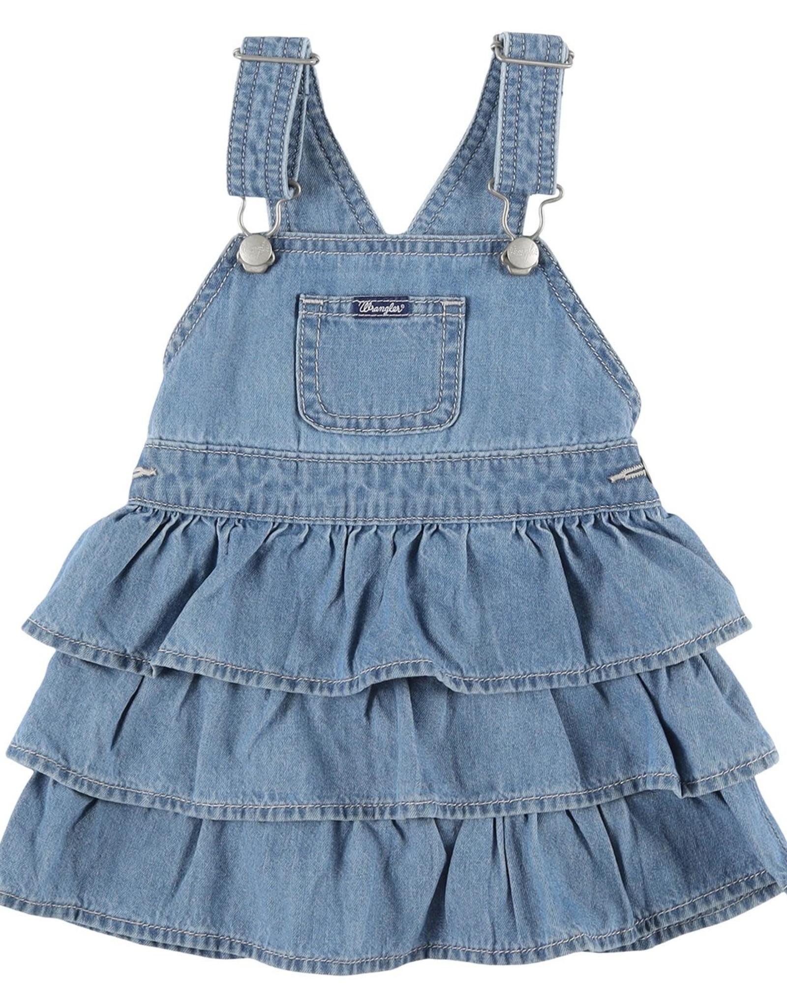 Wrangler Infant Toddler Girls Blue Denim Ruffle Bib Skirt