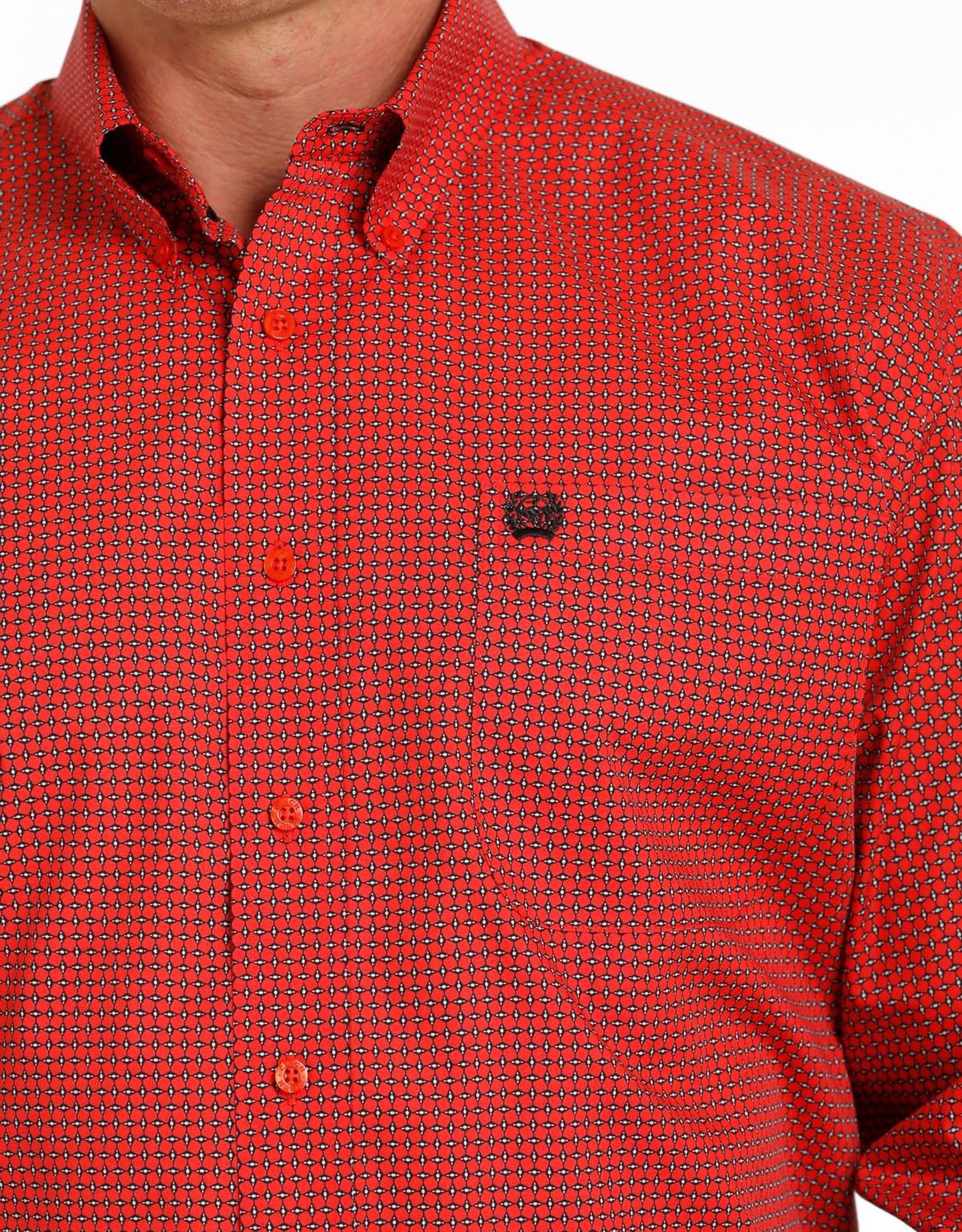 Cinch Mens Cinch Long Sleeve Red Black Print Western Button Down Shirt