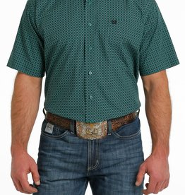 Cinch Mens Cinch Short Sleeve Teal Geo Print Western Button Shirt