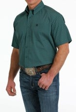 Cinch Mens Cinch Short Sleeve Teal Geo Print Western Button Shirt