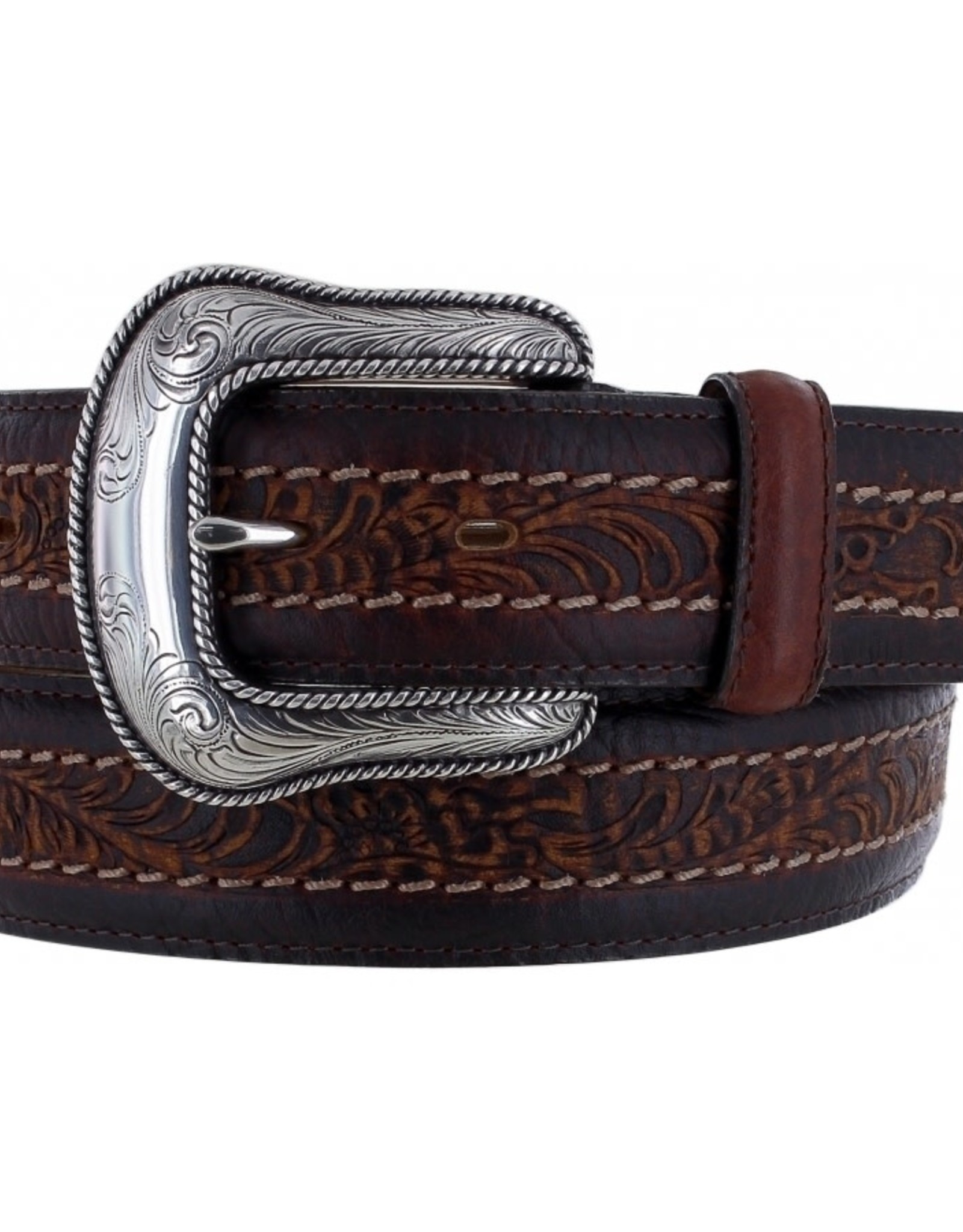 Justin Belt Justin Brown Sheridan Floral Center Leather Western Belt