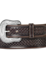 Justin Belt Justin Dark Brown Basket Weave Leather Western Belt