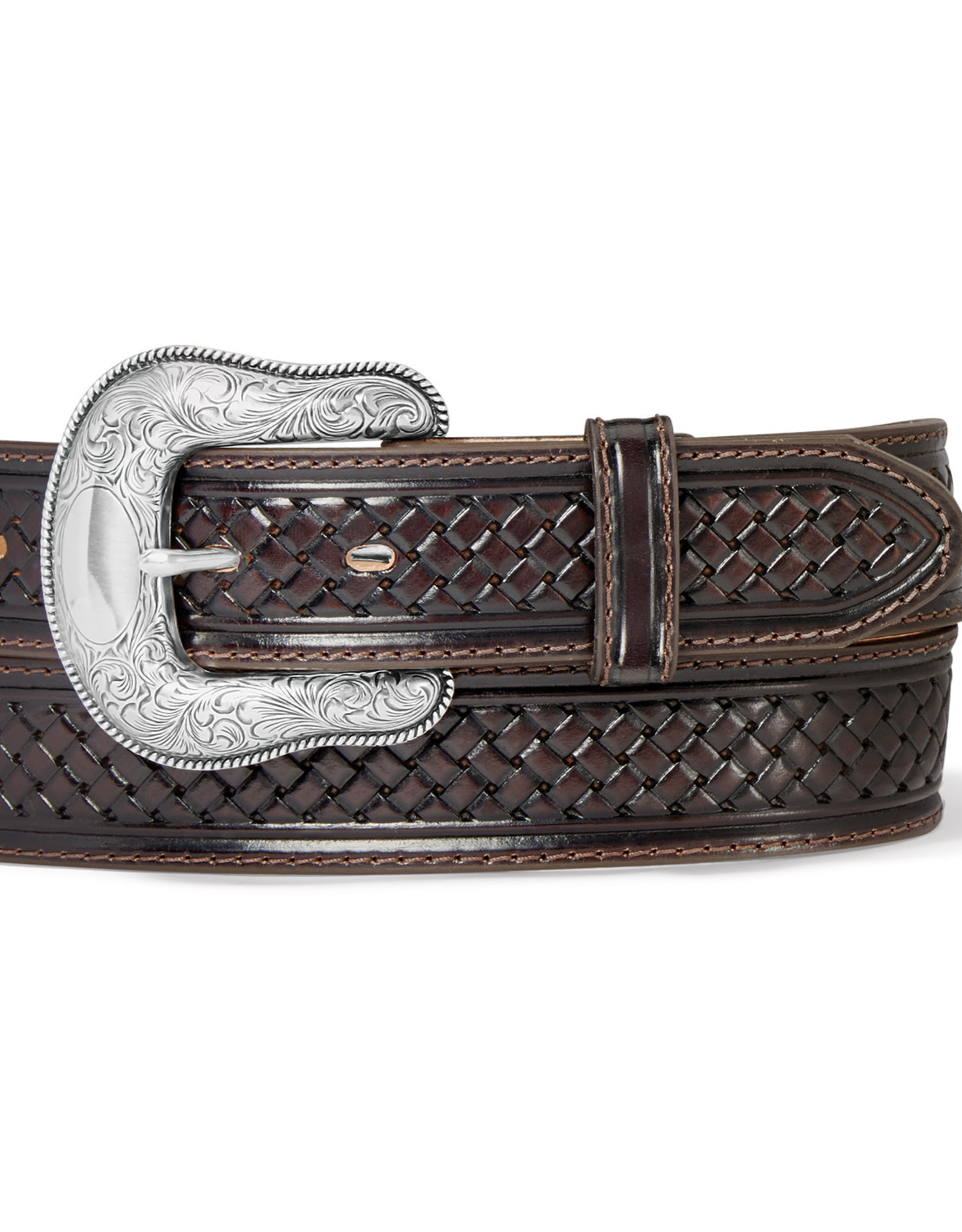 Justin Belt Justin Dark Brown Basket Weave Leather Western Belt