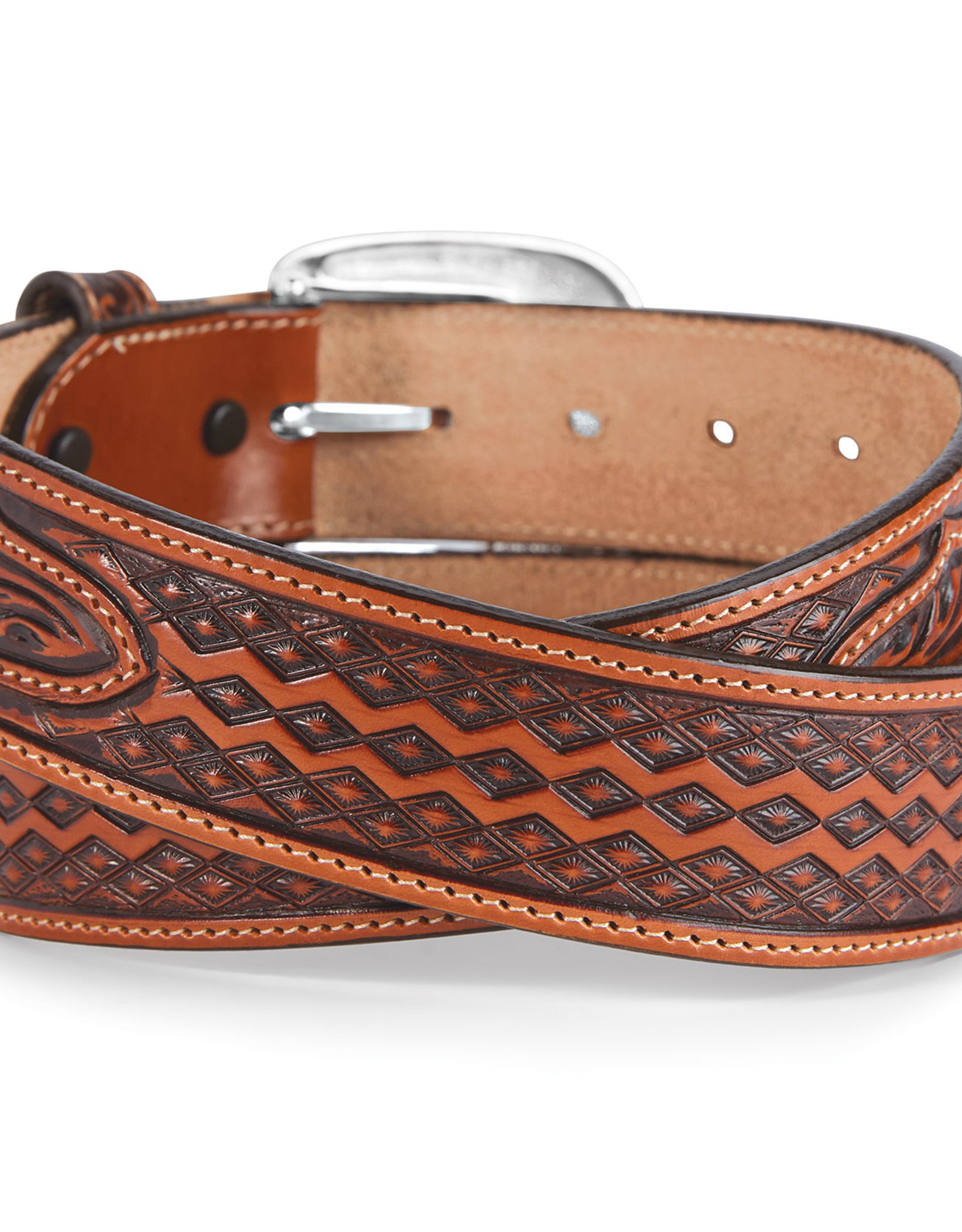 Justin Belt Justin Tan Diamond Embossed Leather Western Belt