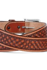 Justin Belt Justin Tan Geo Embossed Leather Western Belt