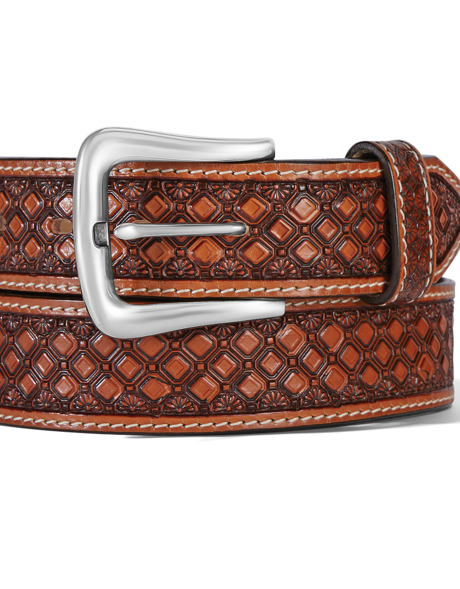 Justin Belt Justin Tan Geo Embossed Leather Western Belt