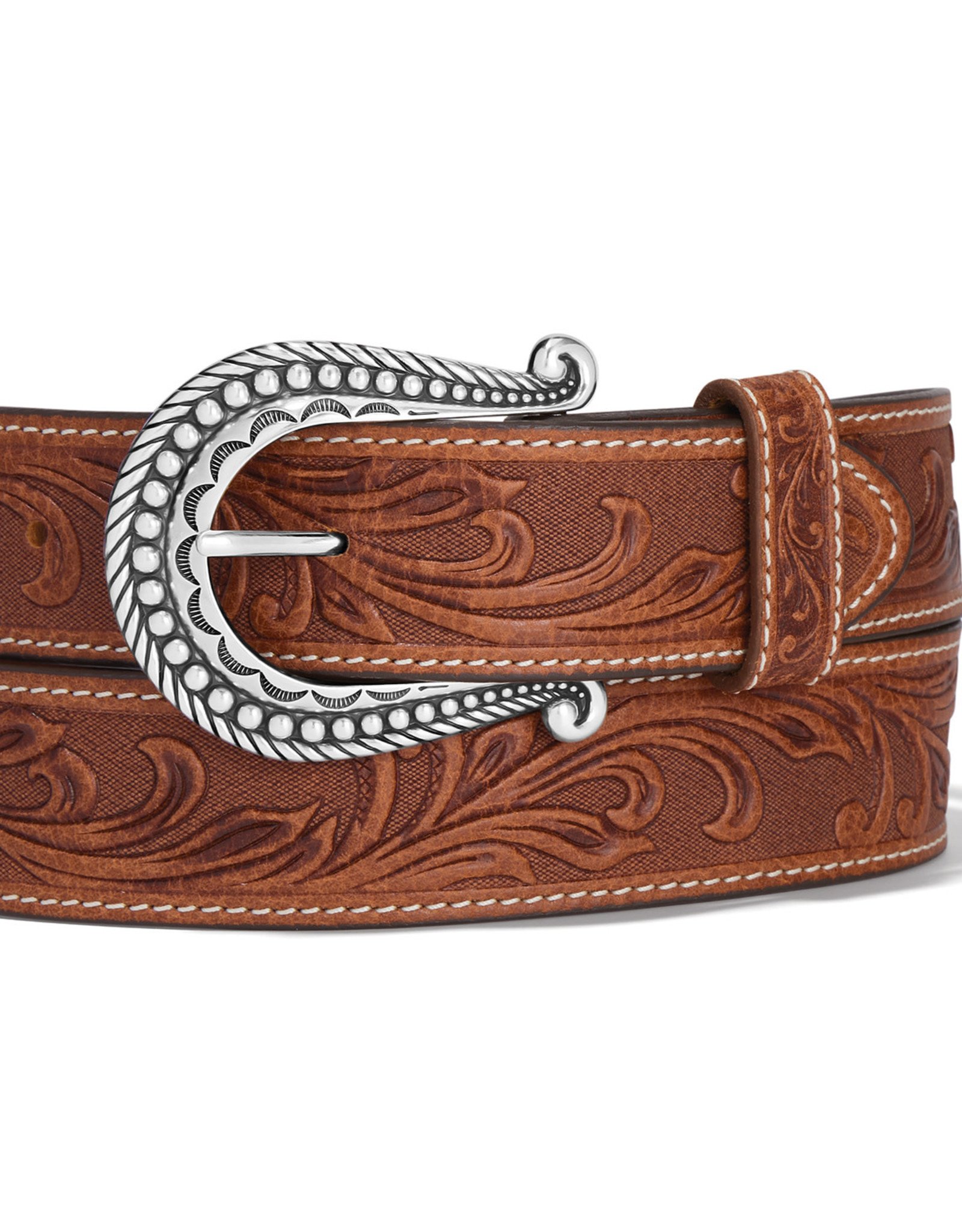 Justin Belt Womens Justin Tan Floral Western Leather Belt and Buckle