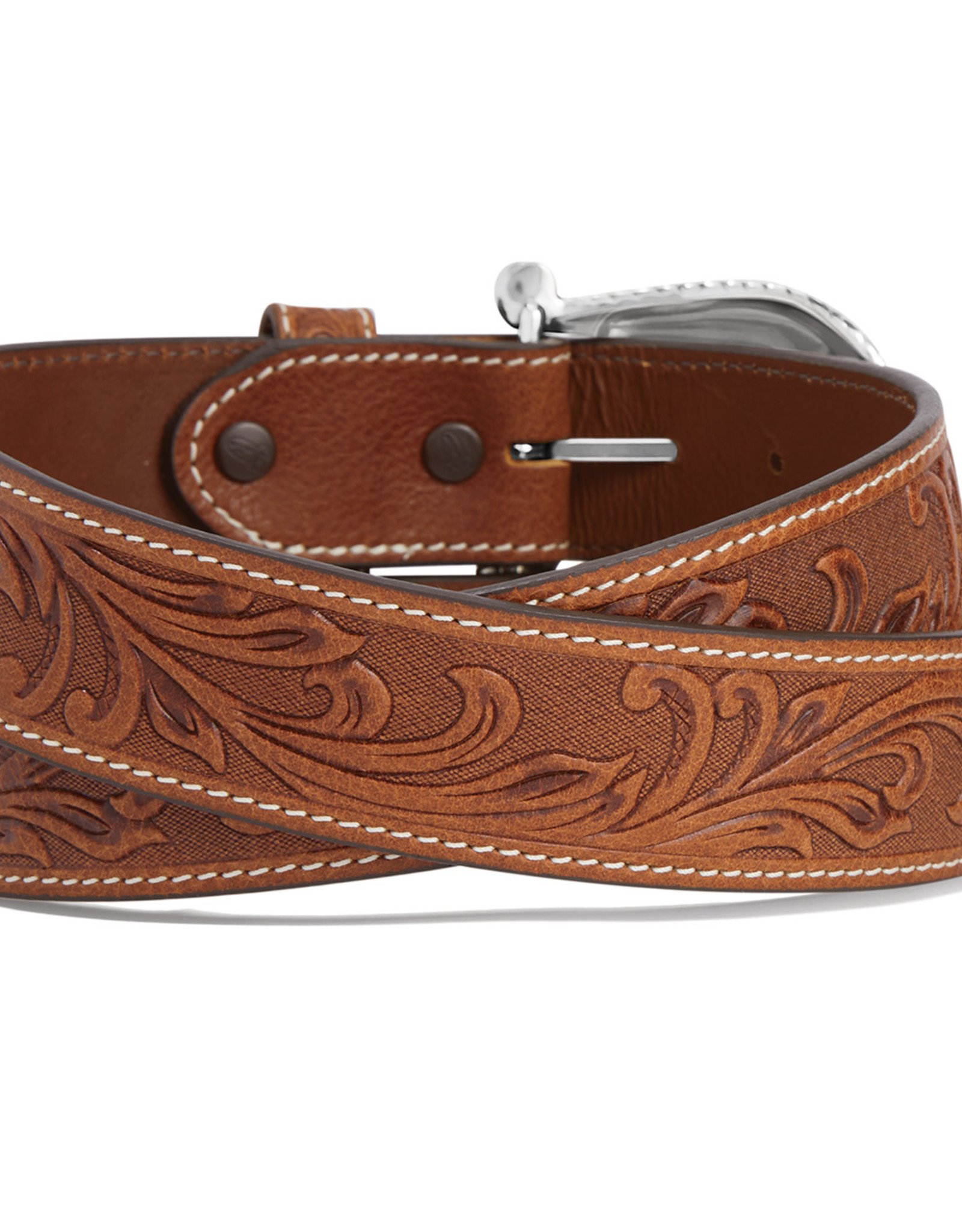 Justin Belt Womens Justin Tan Floral Western Leather Belt and Buckle