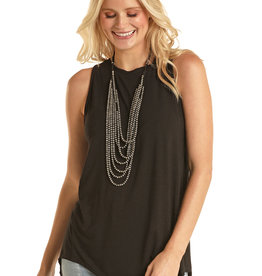 Womens Panhandle Solid Black Swing Tank Top