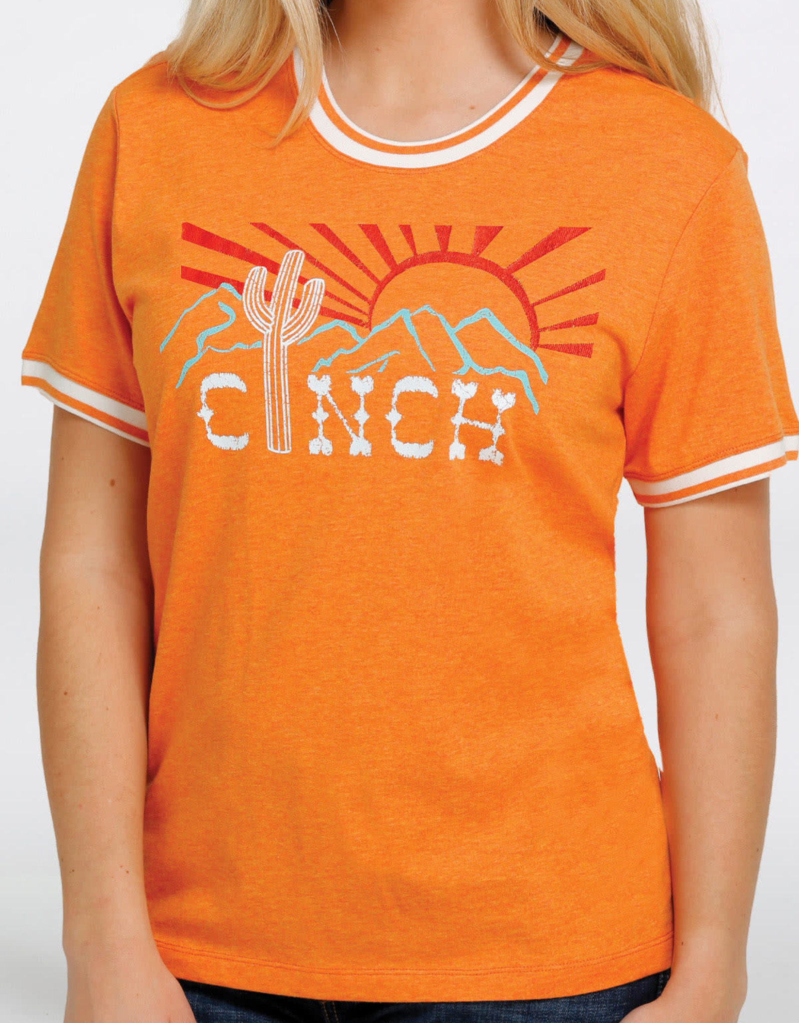 Cinch Womens Cinch Short Sleeve Orange Cactus T Shirt