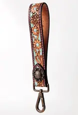 American Darling American Darling Tooled Painted Turquoise Floral Purse Clutch Lanyard Handle