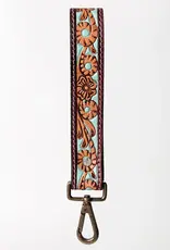 American Darling American Darling Tooled Painted Turquoise Floral Purse Clutch Lanyard Handle