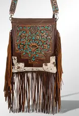 American Darling American Darling Messenger Hand Tooled Hair On Full Grain Leather Concealed Carry Crossbody Purse