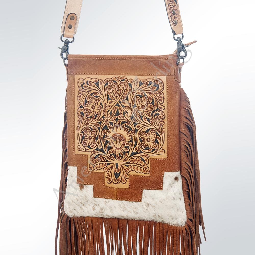 American Darling Messenger Hand Tooled Hair On Full Grain  display picture 1