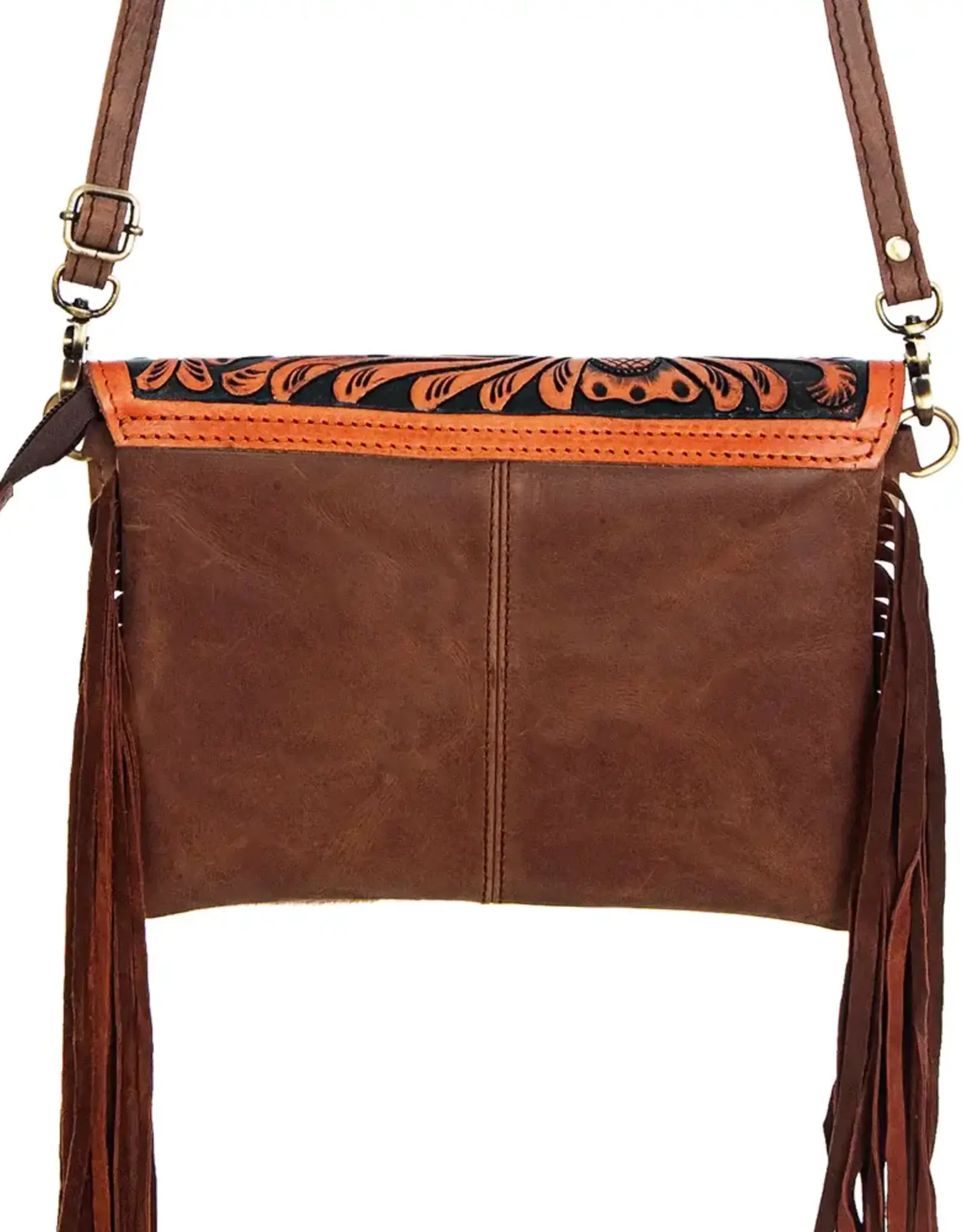 American Darling American Darling Hair On Full Grain Leather Fringe Envelope Crossbody Purse