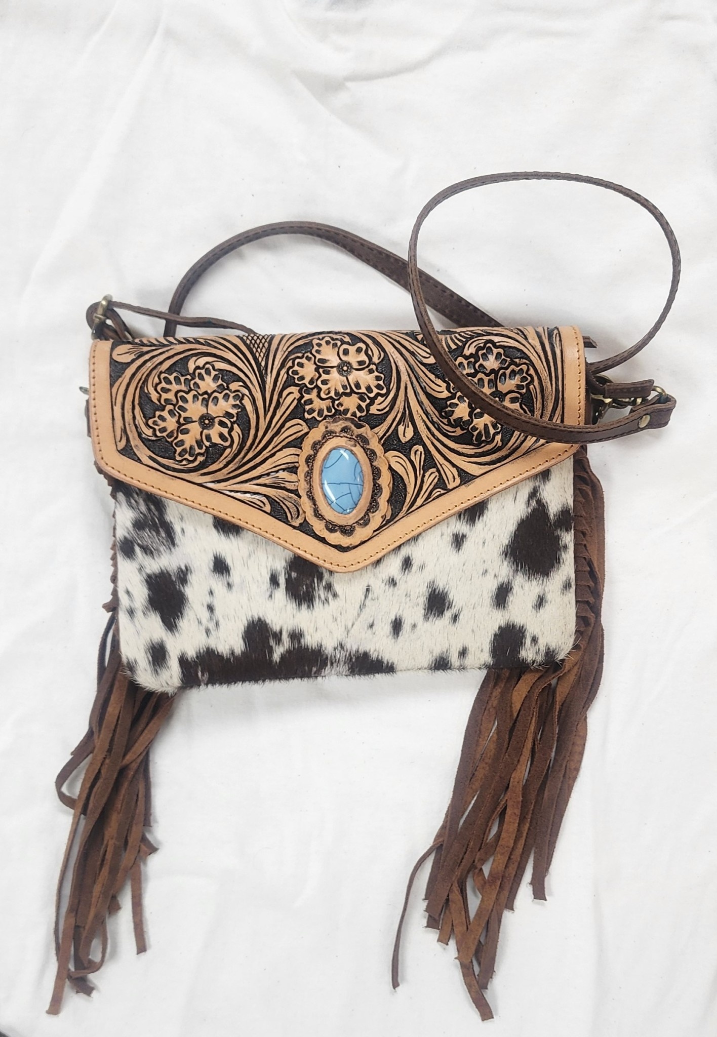 American Darling Hair On Full Grain Leather Fringe Envelope 