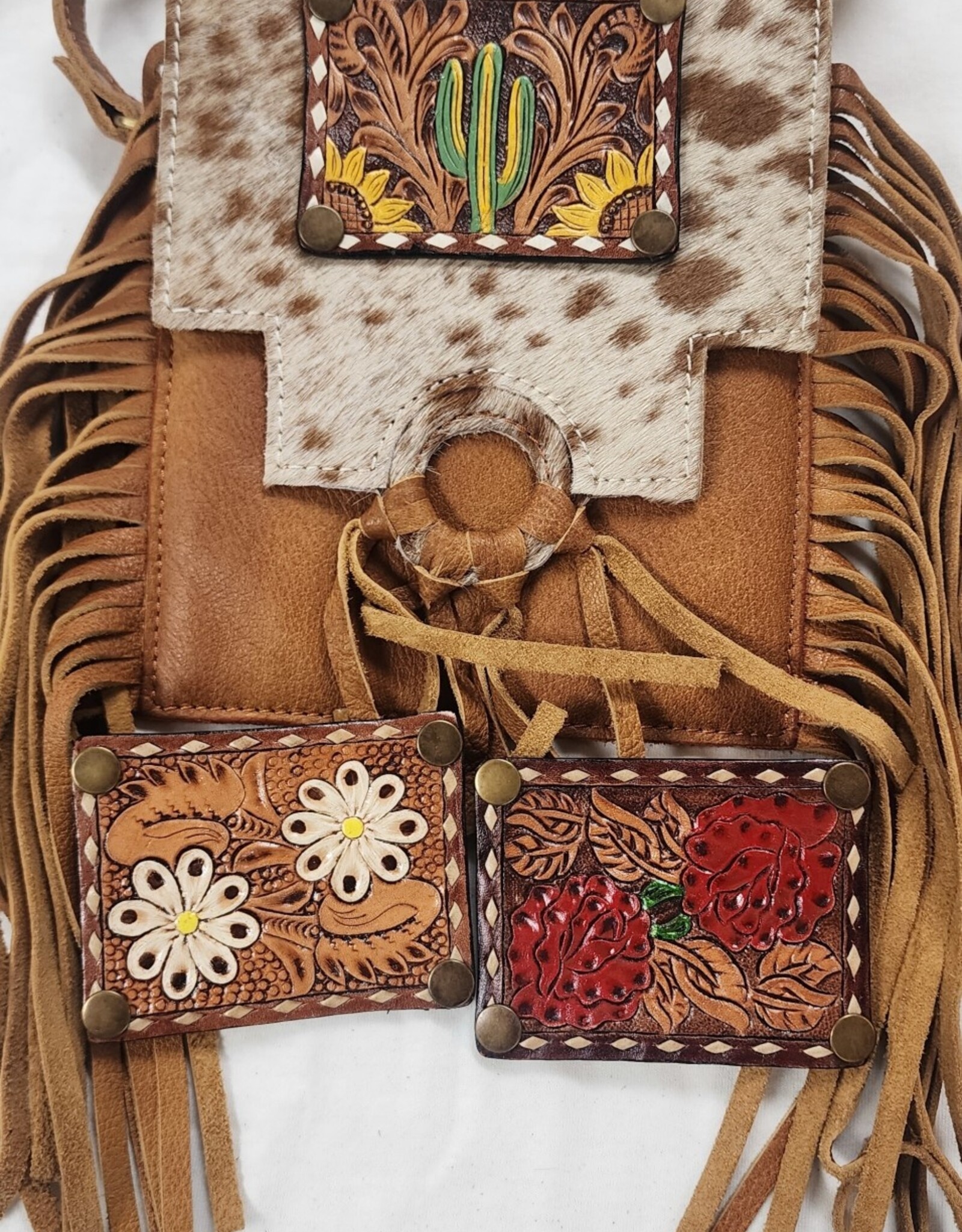 American Darling American Darling Hair On Full Grain Leather Crossbody Purse with Interchangeable Patches
