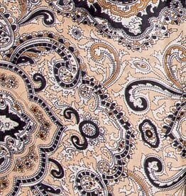 Wild Rag 100% Silk 34.5 x 34.5 Black Tan Paisley 12wt