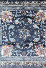 Wild Rag 100% Silk 34.5 x 34.5 Navy White Paisley 12wt