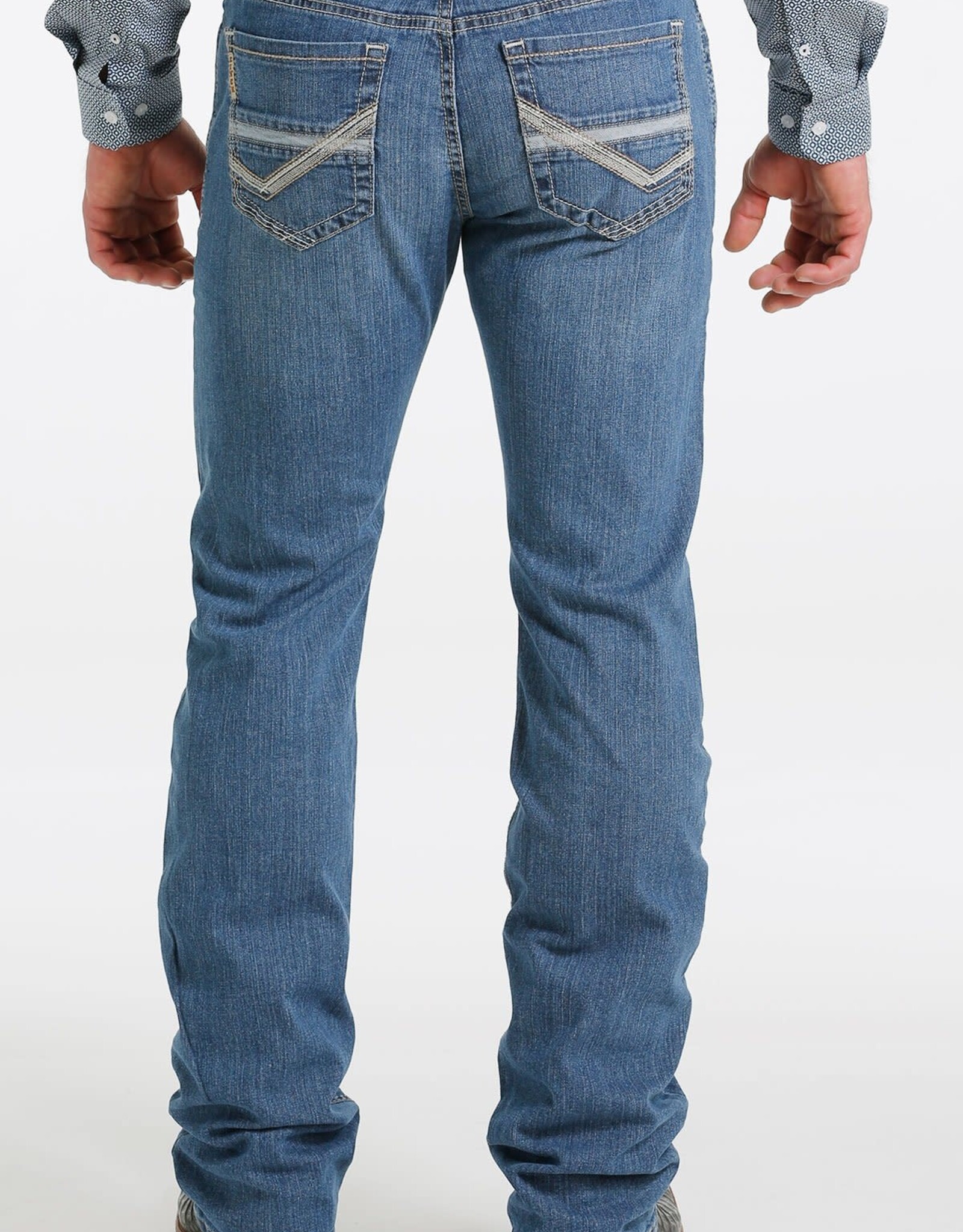 Cinch Mens Slim Fit Cinch Ian Medium Stone Wash Western Denim Jean