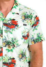 Cinch Mens Cinch Farm Implement Print Short Sleeve Western Button Camp Shirt