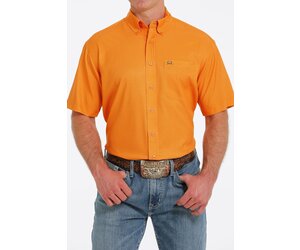 Mens Cinch ArenaFlex Orange Print Short Sleeve Button Shirt - Cowpokes  Western Shop