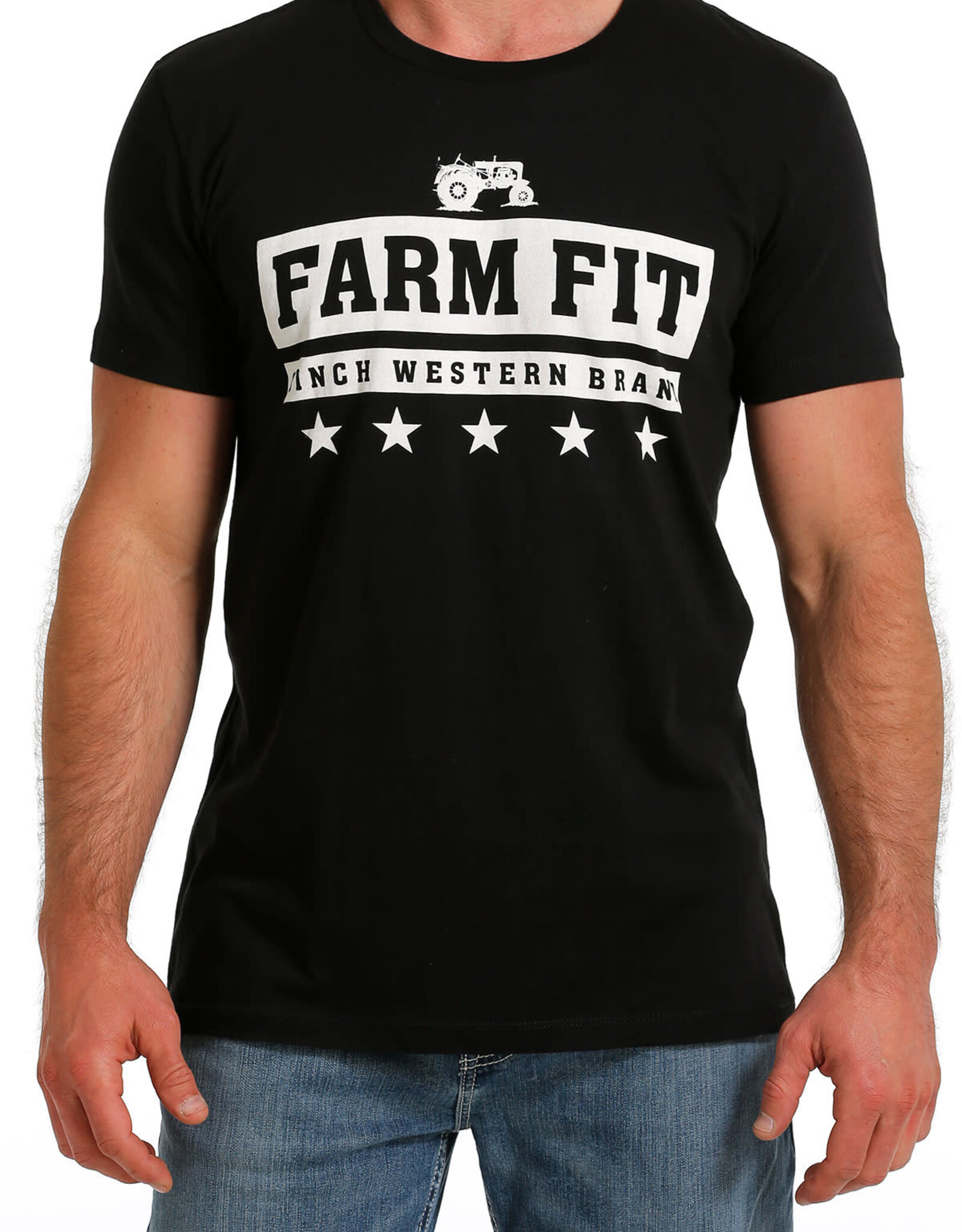 Cinch Mens Cinch Short Sleeve Black Farm Fit T Shirt
