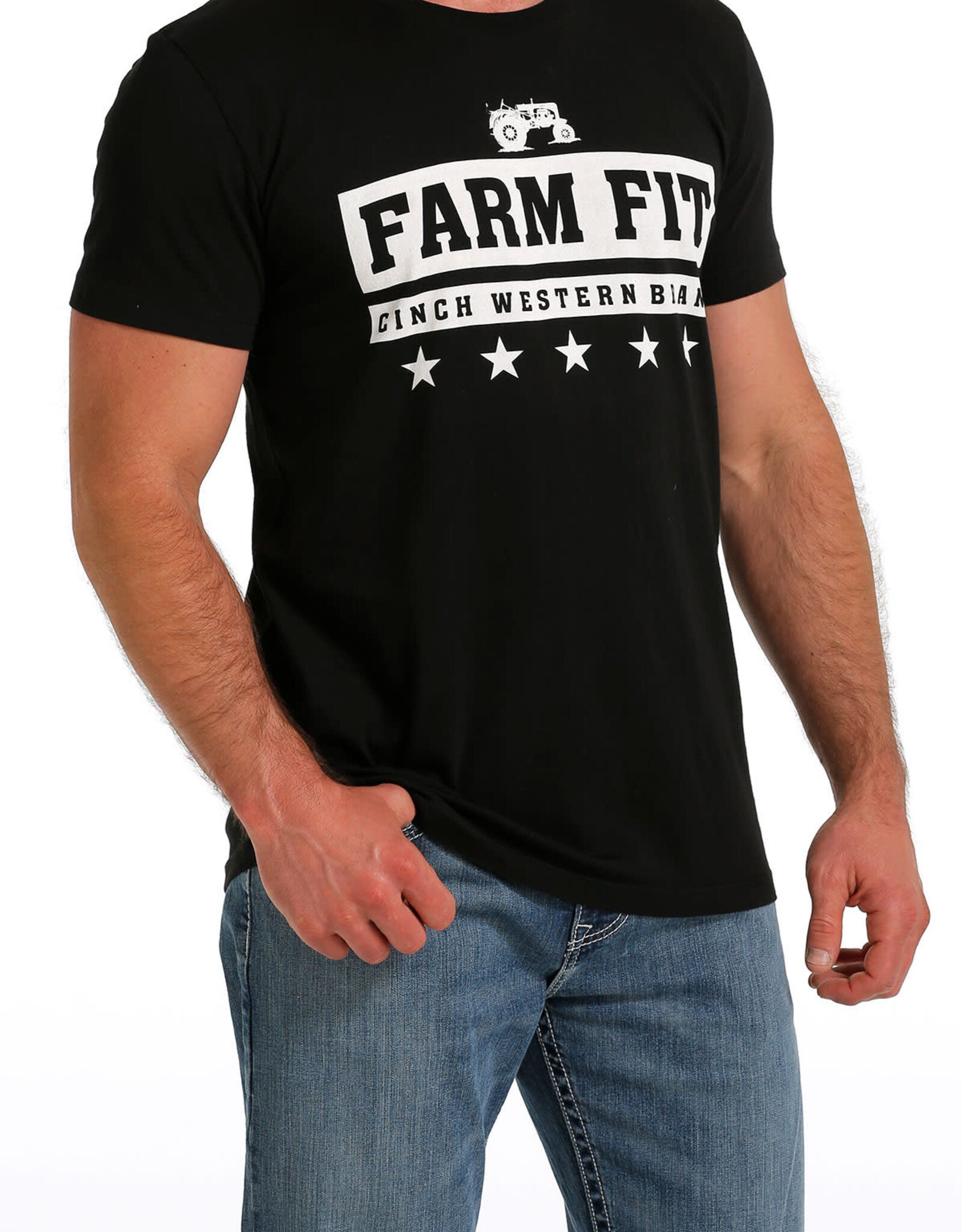 Cinch Mens Cinch Short Sleeve Black Farm Fit T Shirt