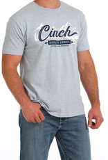 Cinch Mens Cinch Short Sleeve  Heather Light Blue Quality Goods T Shirt