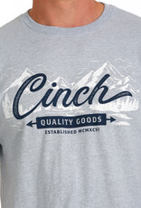 Cinch Mens Cinch Short Sleeve  Heather Light Blue Quality Goods T Shirt