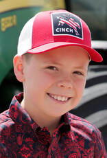 Cinch Youth Red Cinch Flag Bucking Horse Mesh Snapback Trucker Ball Cap