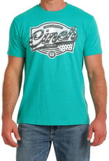 Cinch Mens Cinch Short Sleeve  Heather Turquoise Green Logo T Shirt