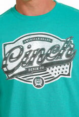 Cinch Mens Cinch Short Sleeve  Heather Turquoise Green Logo T Shirt